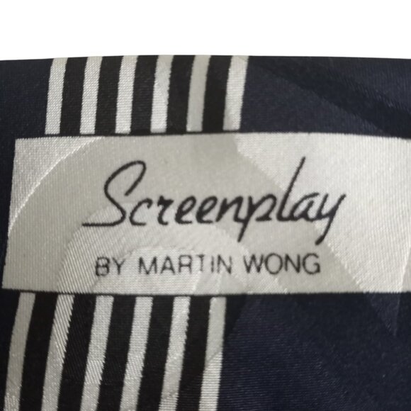Screenplay by Martin Wong Geometric Swirl 100% Silk Neck Tie Made in USA - Picture 5 of 6